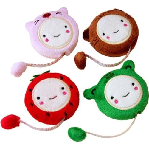 4 Pcs Cute Cartoon Retractable Tape Measure Plush Sewing Ruler Tool 60-Inch/150cm