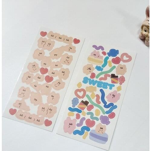 Cute Ribbon Bear Bunny Stickers Hand Account Decoration Scrapbooking Ins Album Diary Kawaii Korean Stationery Sticker