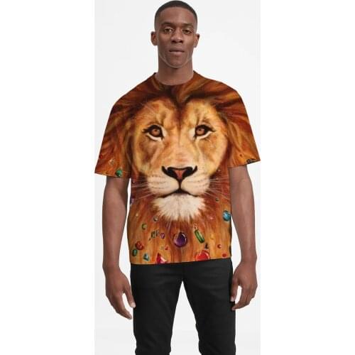 Dropshipping Animals Mens T shirt Lion Face Design Tshirt Anime Short Sleeve Shirt Handsome Man Top Tees Unisex Sweatshirt
