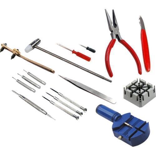 16 Piece Watch Repair Kit Set & Wrist Strap Adjust Pin Tool Kit Back Remover Fix