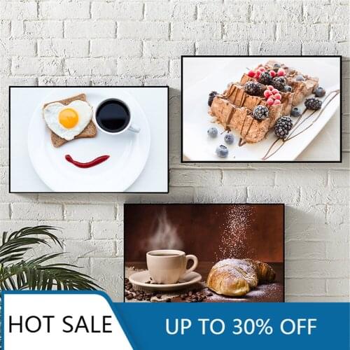 Wheat Bread Coffee Food Canvas Painting Wall Art Picture Nordic Posters and Prints Modern for Kitchen Room Decoration