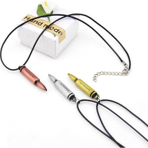 Original Counter Strike Leather Chain Bullet Choker Necklace Men Vintage Gold Gun Pendant Necklace Jewelry Souvenir Gift