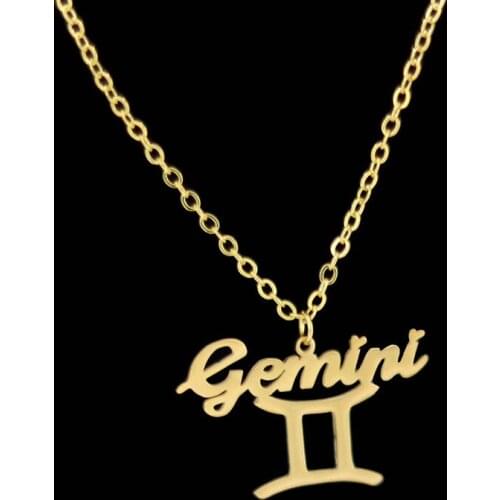 Letter Gemini Stainless Steel Zodiac Necklace Sign Constellation Signs Pendant Necklaces For Women 12 Constellation Jewelry