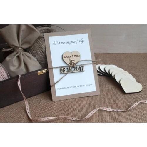 Personalize names date engraved Wooden Card save the date Wedding invitations Magnets, Save the Date Magnet gifts