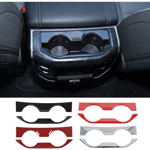 Fit for Dodge Ram 2018-2021 ABS Armrest Box Rear Water Cup Holder Cover Decoration Trim Interior Car Accessories