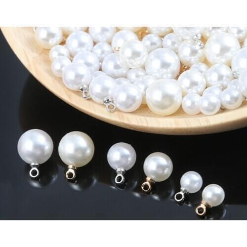 10pcs/bag ABS Faux Pearl Beads Pendants White For Necklace Earrings Jewelry Making Accessories DIY
