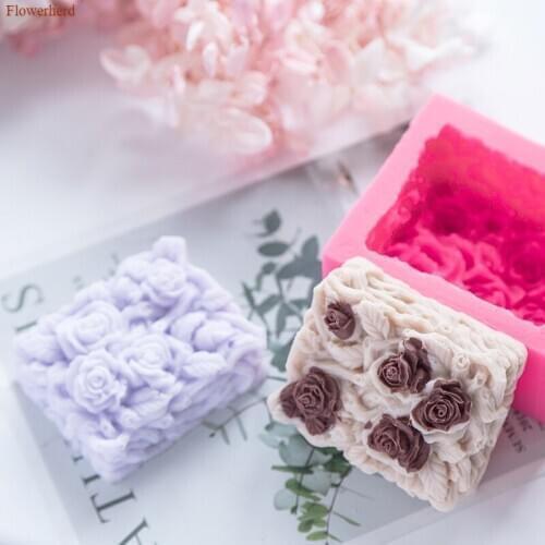 Rectangular Vine Rose Silicone Mold Fondant Cake Silicone Mold Handmade Flower Soap Mold Cake Decorating Tool DIY Chocolate Mold