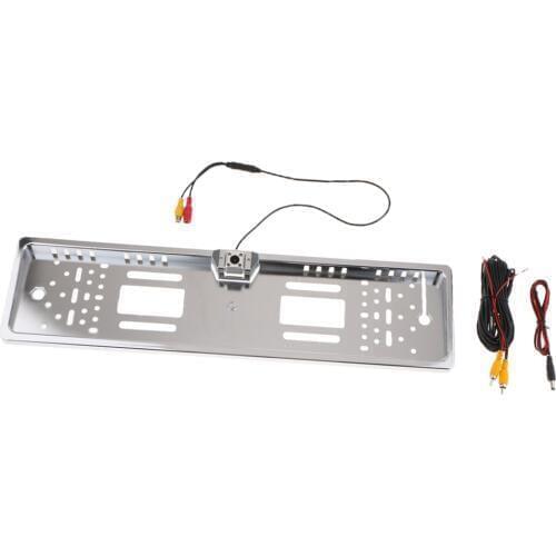 EU Car License Plate Frame Rear View Reverse Parking Night Vision Camera 170 Degrees View Field LED Light