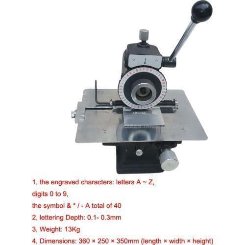 Manual Nameplate Marking Machine Semi-automatic Pneumatic Marking machine card embossing Nameplate machine tool plotter