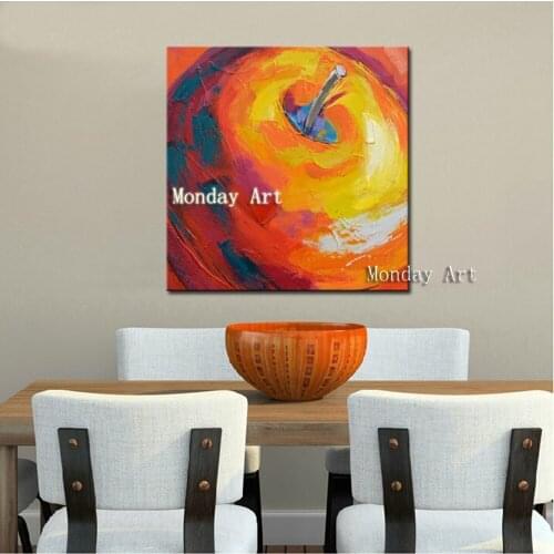 Hand Painted modern apple Oil Painting still life Canvas Wall Pictures for kitchen dining room cafe sitting room wall decoration
