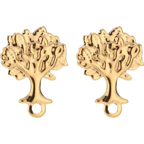 21MM*16MM Stainless Steel tree Earring Posts Solid Stud Findings Loop
