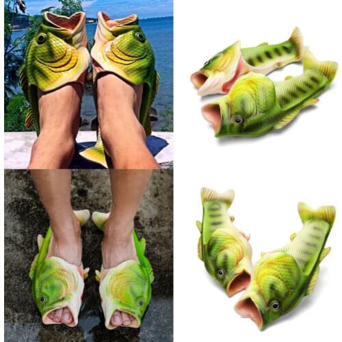 Unisex Fish Shower Slippers Funny Beach Shoes Sandals Flip Flops Sliders Women Summer Outdoor Childrens Slippers