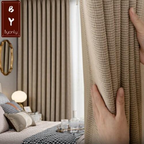 Modern Minimalist Curtains for Living Room Bedroom Thickening Blackout Cotton Linen Curtain Stitching Customization