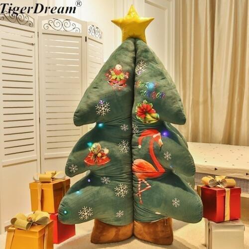 Cute PP Cotton Stuffed Soft Lighting Christmas Tree Plush Toys Creative Tree Dolls Kids Toy New Year Gift Toys For Children
