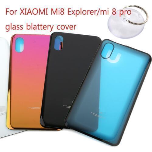 Glass Rear Housing Cover For Xiaomi Mi 8 Explorer / MI 8 Pro Back Door Replacement Battery Cover + Sticker mi8 explorer