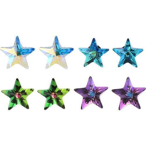Stud Earrings For Women Gift Silver color Green Earrings Star Earrings Girl Party Trendy Jewelry