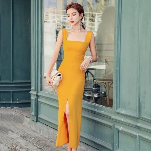 Women New Summer Fashion Casual Split fork sexy solid Dress Women Party Y2K 2021 Wrap Fashion Chic Slim Long Dress woman dress