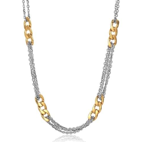 Gold Silver Color Cuban Chain Choker Necklaces For Men Women Rolo Link Cuban Curb Stainless Steel Necklace Adjustable DDN303