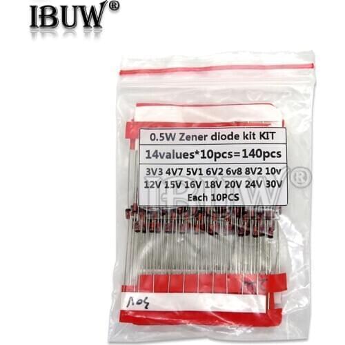 1/2w 0.5W Zener Diode 3.3-30V Assorted Assortment Set New electronic diy kit 14values*10pcs=140pcs