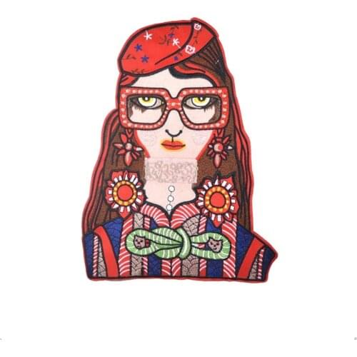 1Piece Big Beautiful Girl Sewing on Embroidery Applique Patches For Clothes DIY Applique Patch LSHB758