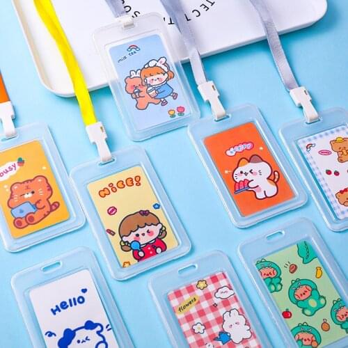 1 pcs Cute cartoon girl cat water proof Badge Card Holder Nurse Doctor Exhibition Pull Key ID Name Card Badge Holder