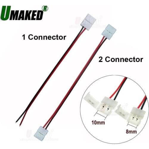 10pcs 2Pin 8mm 10mm Led Strip Connector No Welding connector for 3528 5050 Led Strip Quick Plug