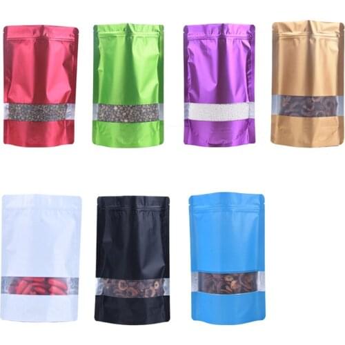 100Pcs/lot 22x30CM Stand Up Aluminum Foil Snack Packaging Bag with Matte Zip Lock Window Scented Tea Mylar Foil Storage Bags