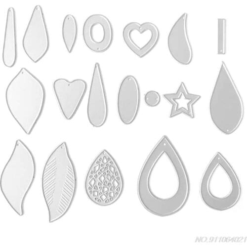 19Pcs Earring Cutting Dies Earrings Cut Template Die-Cut Leather Teardrop Leaf Die Cutting Molds Making Earrings DIY Wholesales