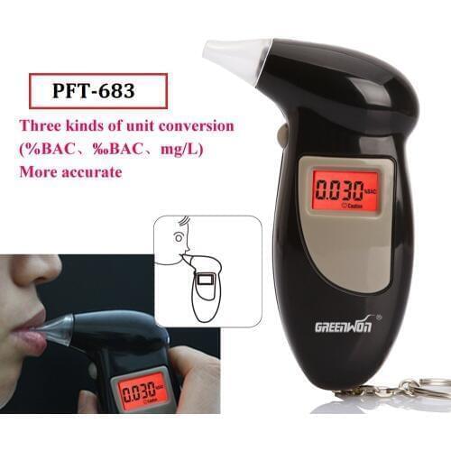 2pcs/ 2019 Free shippingBlue Backright Digital Alcohol Tester 3 Digits LCD display, Used mouthpiece Breathalyzer