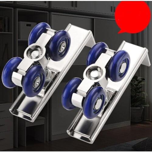 2Pcs/Set Sliding Door Roller Hardware Slide Doors Pulley 4/8 Wheels Rail Track