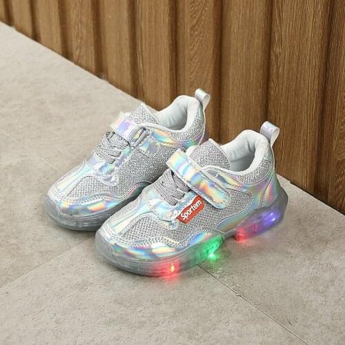 2021 Autumn Kids Girls Boys New Fashion LED lights Shoes Childrens Laser Sneakers toddler Luminous students Shoes SH19056