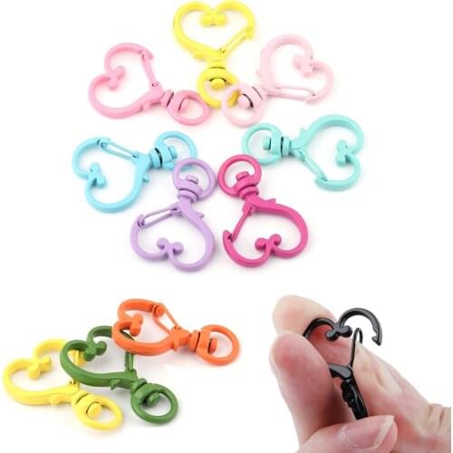 5Pcs/Lot Colorful Metal Heart Lobster Clasp Hooks Key Rings Connectors for DIY Keychain Jewelry Making Findings Accessories
