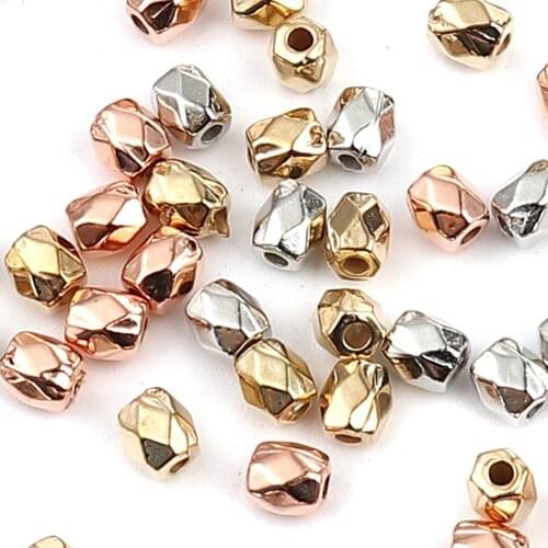 8Seasons CCB Cylindrical Beads Electroplated Multi-faceted 3mm/4mm DIY Making Bracelets Jewelry,1Pack(about 500-300 per pack)