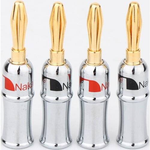 8pcs BA1456 4mm Banana Plug For Video 24K Speaker Copper 4mm Banana Plug black & red banana plug Audio Connector