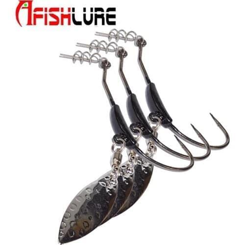 Afishlure 3pcs/lot Fishing Hook With Spoon 2g/4g Lead Head High Carbon Steel Fishing Tackle