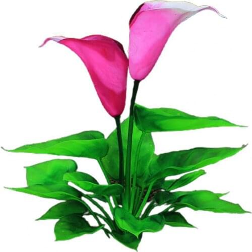 Aquarium Double Petals Plastic Ornament Fadeless Aquatics Accessories Bright Color Simulation Flower Landscape Decor Accessories