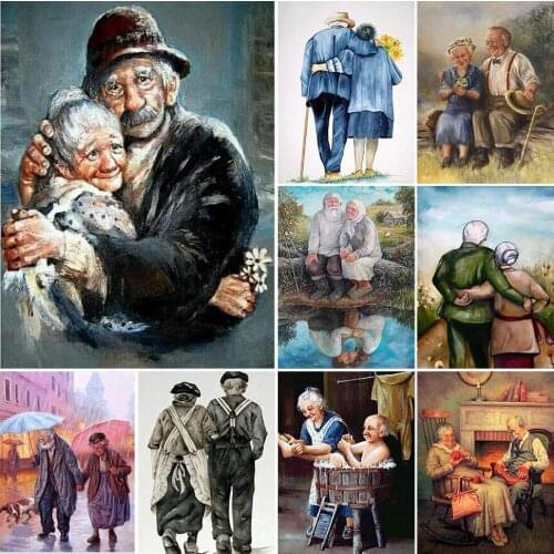 5D DIY Diamond Painting Loving Old Couple Full Drill Cross Stitch Embroidery Portrait Mosaic Rhinestone Home Decor Handmade Gift