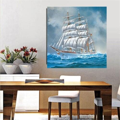 New full square diamond painting sea sailing boat 5D diy diamond embroidery home decoration gift