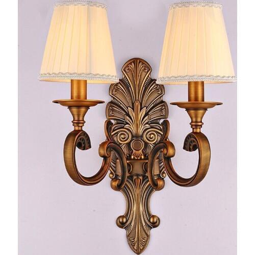 American country double wall fabric simple European style of the ancient bed bedroom study room wall light