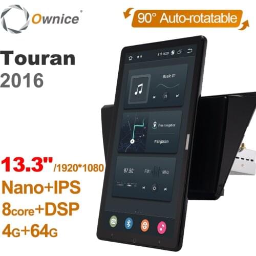 13.3 Inch 1920*1080 Ownice 1 Din Android 10.0 Car Radio for VW Touran 2016 GPS Auto Audio System Player Auto Rotatable