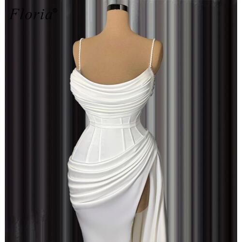 Plus Size White Evening Dresses 2020 Long Mermaid Elegant Evening Gowns Sexy Prom Dresses Party Turkish Couture Robe De Soiree