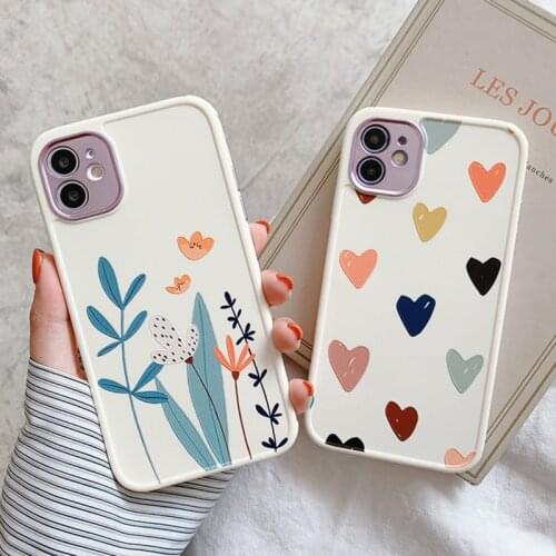 Colorful Love Heart Flowers Phone Case For iPhone 12 Mini 11 Pro Max X XS XR 8 7 Plus Marble Soft TPU Silicone Shockproof Cover