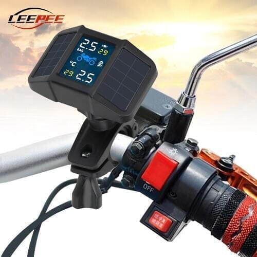 Motorcycle TPMS Sensors Tire Pressure Monitoring System Motor Tyre Alarm Diagnostic Kit USB Solar Charge Motorbike Accessories