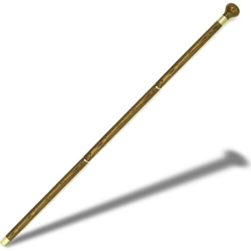 Wood Walking Stick Cane Vintage Wooden Wood Round Head Canes 3-Sections Foldable Gentle Travel Walking Gentleman Stick Portable
