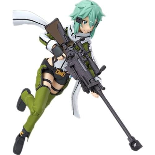 Sword Art Online #241 Shino #178 Yuuki Asuna #174 #248 Kirigaya Kazuto PVC Action Figure Gun Sword Model Movable Joints 15cm