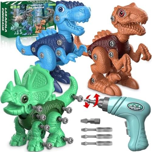 Dinosaur Toys for 3 4 5 6 7 Year Old Boys, Take Apart Dinosaur Toys for Kids Construction Building Kids Toys with Electric Drill