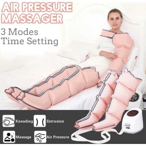 Air Chambers Leg Compression Massager Vibration Infrared Therapy 3 Modes Arm Waist Pneumatic Air Wraps Relax Pain Relief Massage