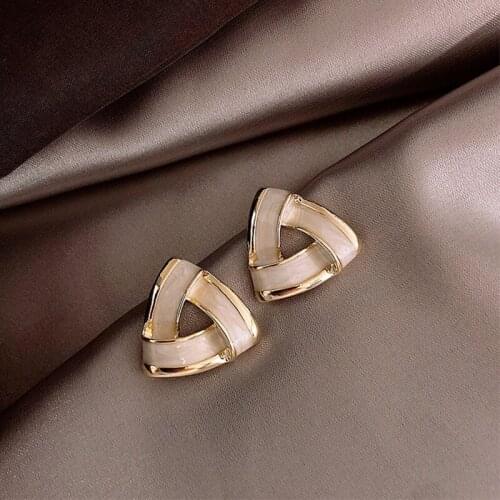 Korean Vintage Geometric Triangle Dangle Earring For Women Heart Gold Earrings Fashion Jewelry 2020 New Trend Accessories