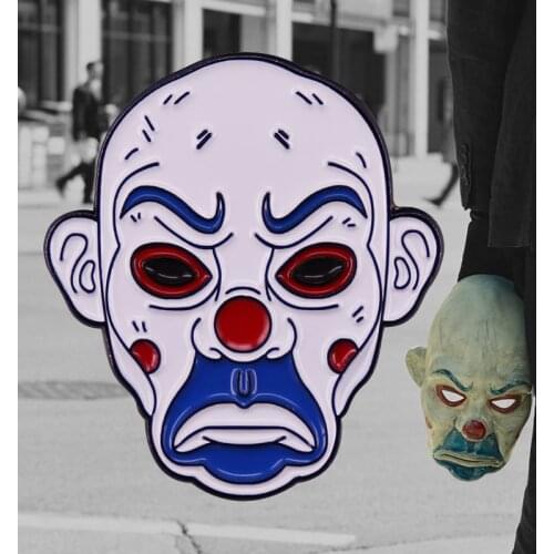 Red Blue White Bank Robber Clown Mask Enamel Pin Dark Knight Joker Robbers Movie Brooch Badge