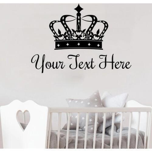 Creative Modern Personalized Name Wall Decal Vinyl Sticker Crown with Name or Title Removable Kids Nursery Rooms Wall Decor SY44